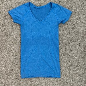 Lululemon blue short sleeve workout top